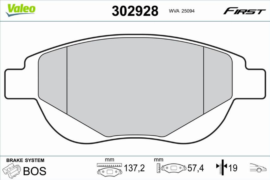 Valeo 302928 - Kit pastiglie freno, Freno a disco autozon.pro