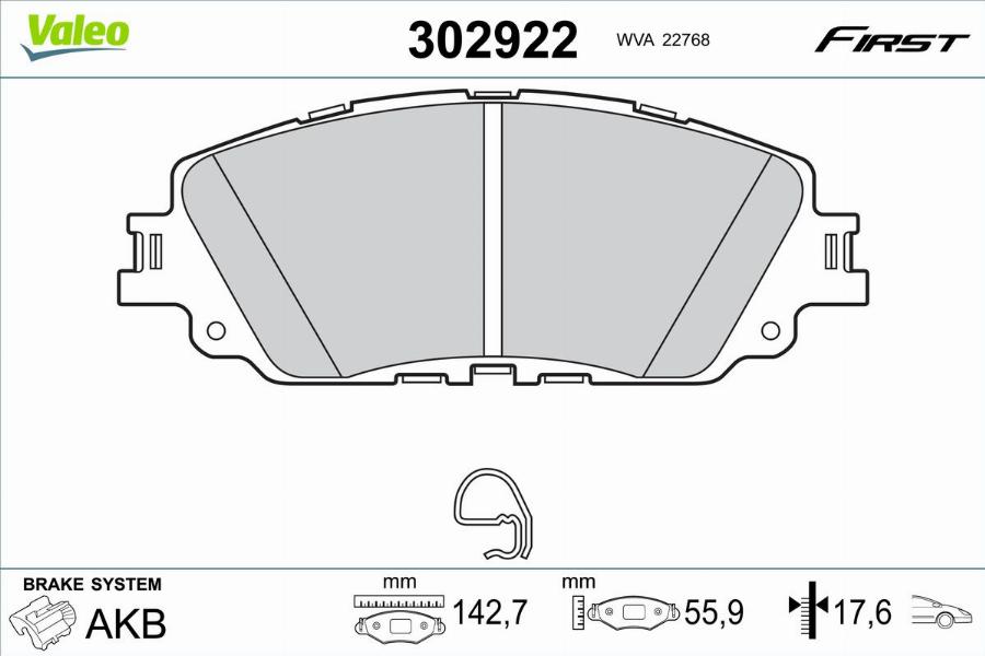 Valeo 302922 - Kit pastiglie freno, Freno a disco autozon.pro