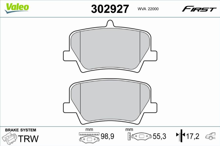 Valeo 302927 - Kit pastiglie freno, Freno a disco autozon.pro