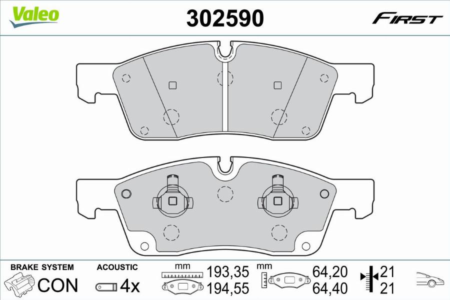 Valeo 302590 - Kit pastiglie freno, Freno a disco autozon.pro