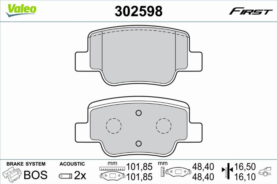 Valeo 302598 - Kit pastiglie freno, Freno a disco autozon.pro