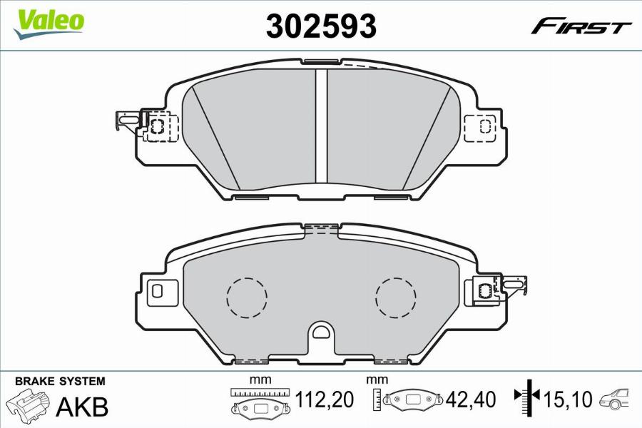 Valeo 302593 - Kit pastiglie freno, Freno a disco autozon.pro