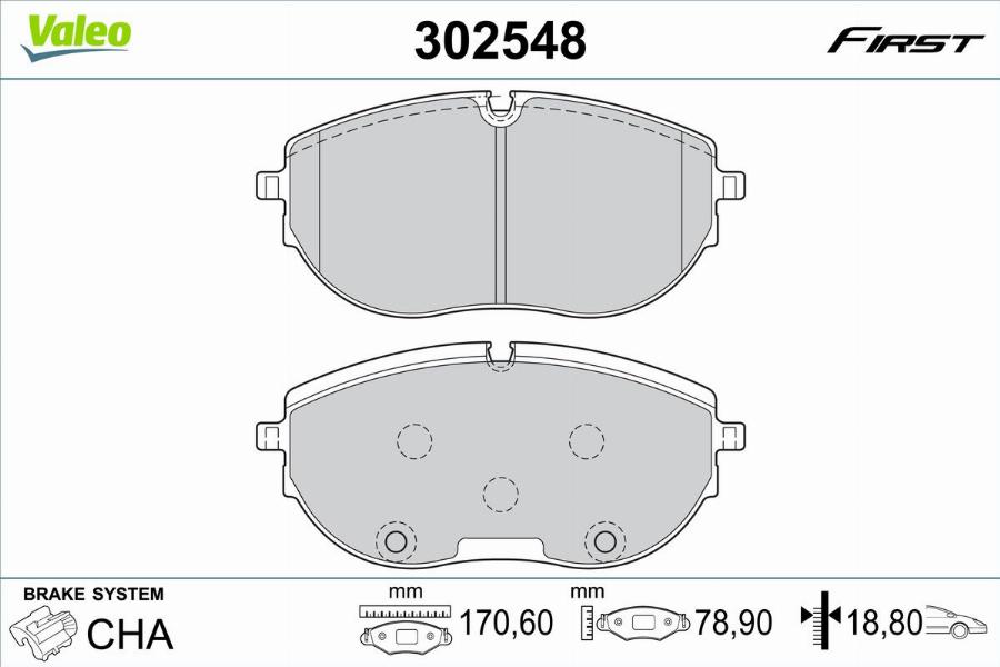 Valeo 302548 - Kit pastiglie freno, Freno a disco autozon.pro