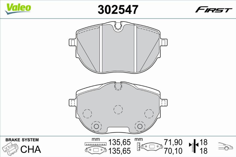 Valeo 302547 - Kit pastiglie freno, Freno a disco autozon.pro