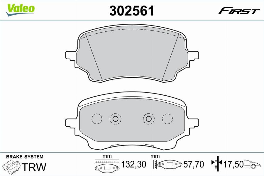 Valeo 302561 - Kit pastiglie freno, Freno a disco autozon.pro