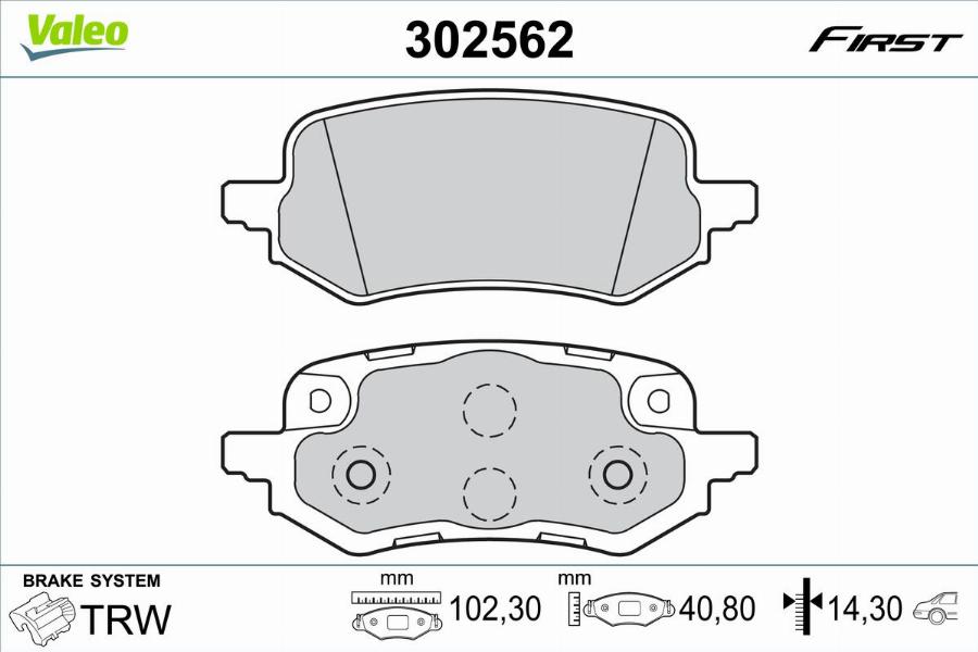 Valeo 302562 - Kit pastiglie freno, Freno a disco autozon.pro