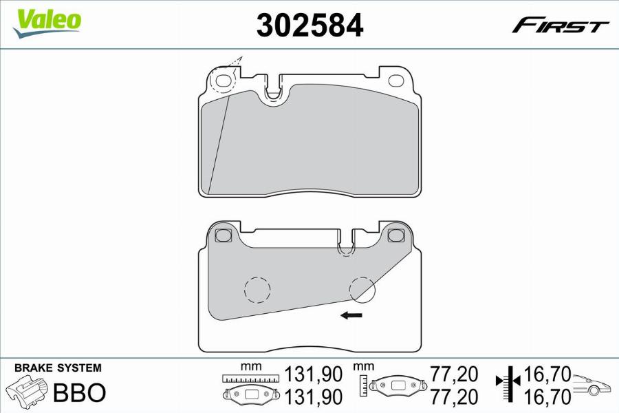 Valeo 302584 - Kit pastiglie freno, Freno a disco autozon.pro