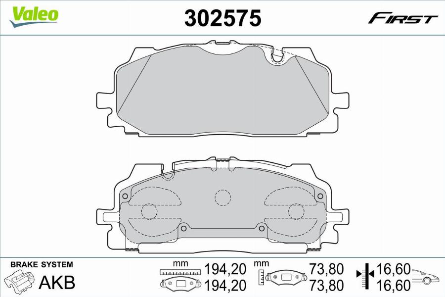 Valeo 302575 - Kit pastiglie freno, Freno a disco autozon.pro