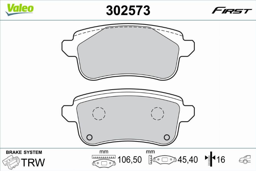 Valeo 302573 - Kit pastiglie freno, Freno a disco autozon.pro