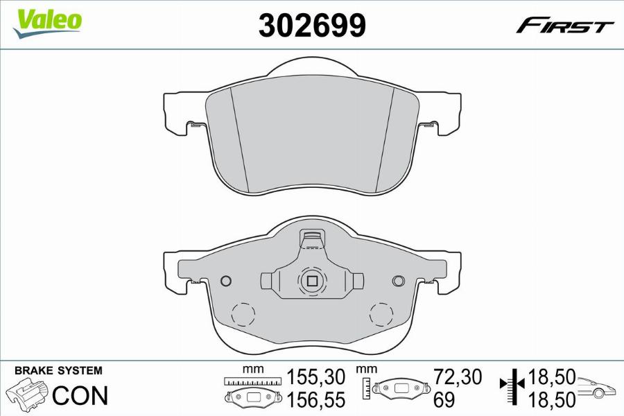 Valeo 302699 - Kit pastiglie freno, Freno a disco autozon.pro