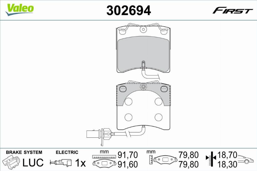 Valeo 302694 - Kit pastiglie freno, Freno a disco autozon.pro