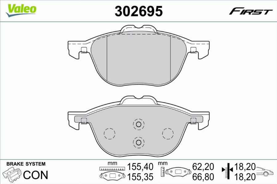 Valeo 302695 - Kit pastiglie freno, Freno a disco autozon.pro