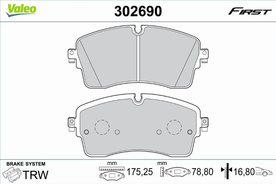 Valeo 302690 - Kit pastiglie freno, Freno a disco autozon.pro