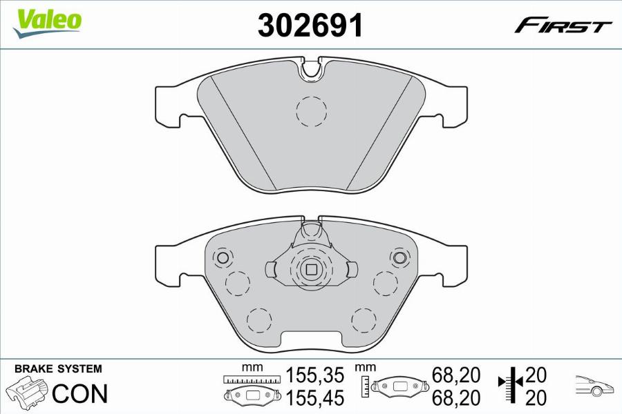 Valeo 302691 - Kit pastiglie freno, Freno a disco autozon.pro