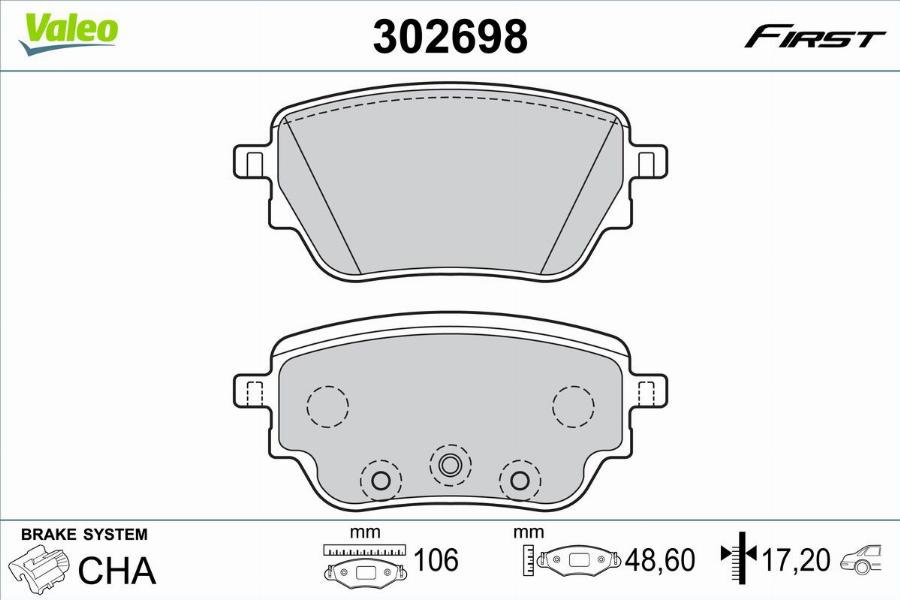 Valeo 302698 - Kit pastiglie freno, Freno a disco autozon.pro