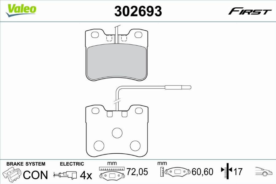 Valeo 302693 - Kit pastiglie freno, Freno a disco autozon.pro