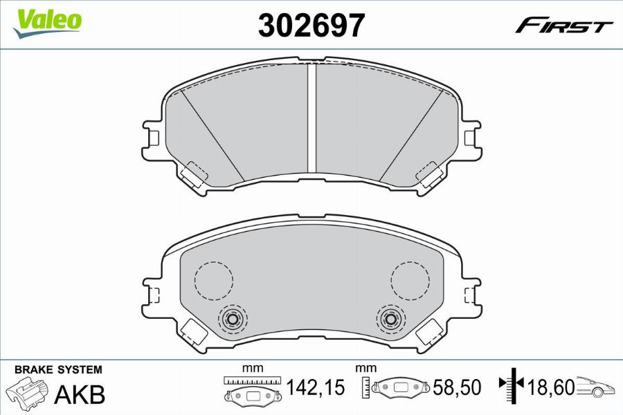 Valeo 302697 - Kit pastiglie freno, Freno a disco autozon.pro