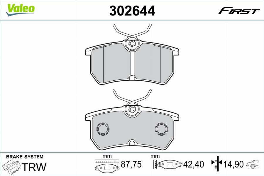 Valeo 302644 - Kit pastiglie freno, Freno a disco autozon.pro