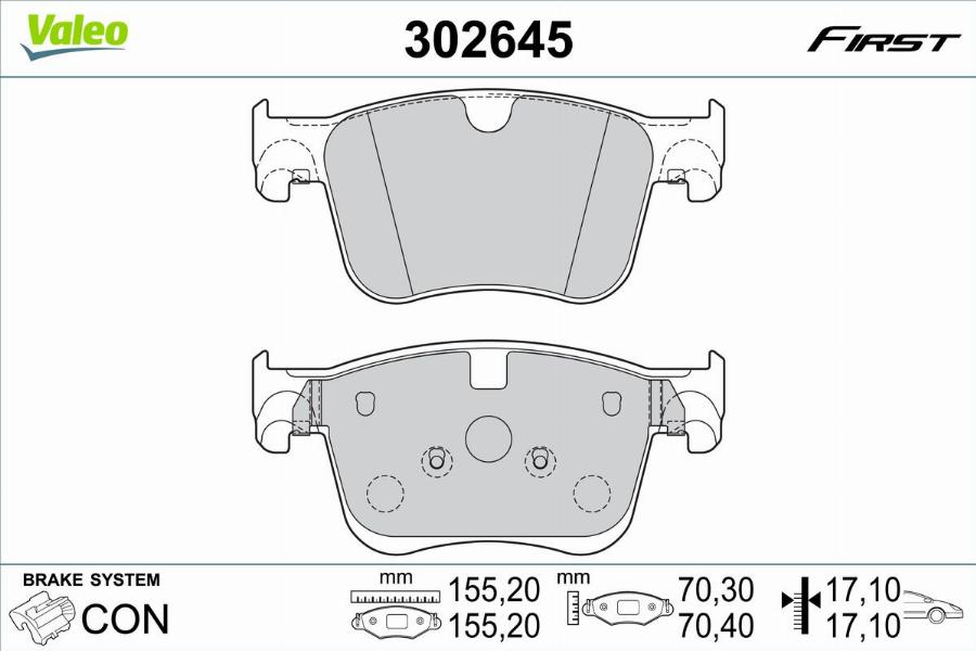 Valeo 302645 - Kit pastiglie freno, Freno a disco autozon.pro