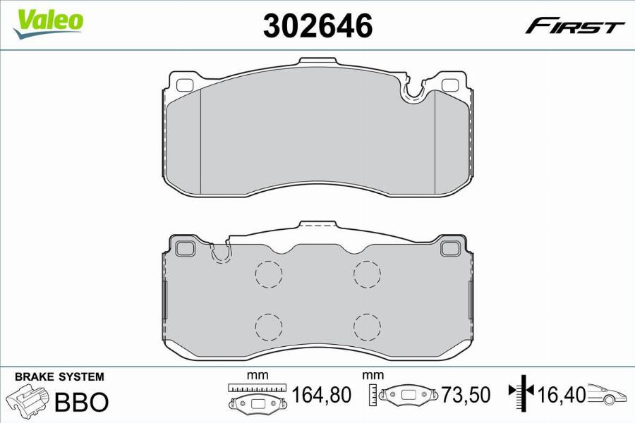 Valeo 302646 - Kit pastiglie freno, Freno a disco autozon.pro