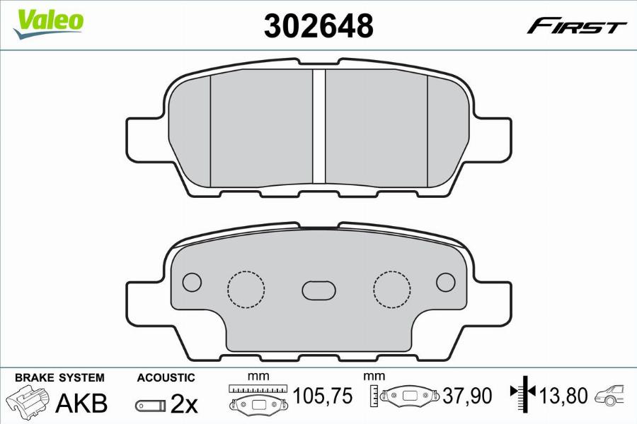 Valeo 302648 - Kit pastiglie freno, Freno a disco autozon.pro