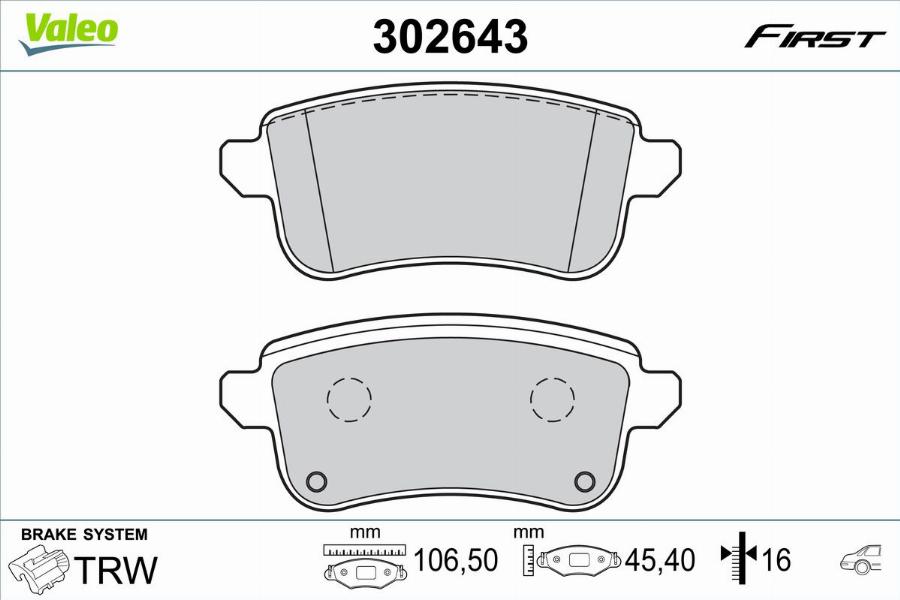 Valeo 302643 - Kit pastiglie freno, Freno a disco autozon.pro