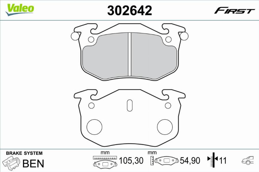 Valeo 302642 - Kit pastiglie freno, Freno a disco autozon.pro