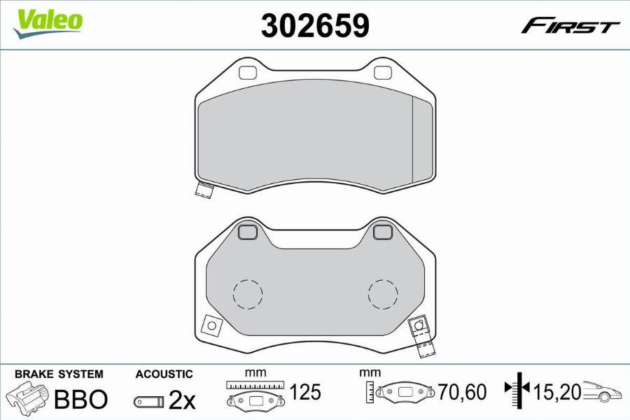 Valeo 302659 - Kit pastiglie freno, Freno a disco autozon.pro