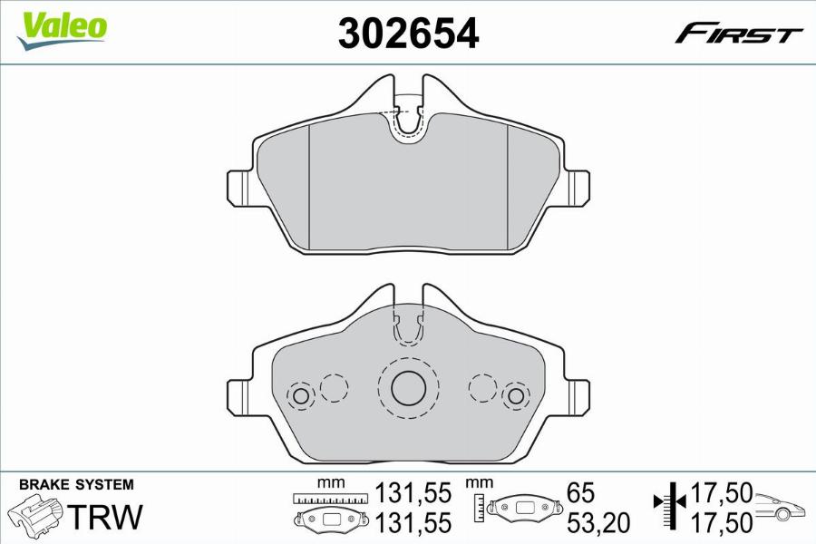 Valeo 302654 - Kit pastiglie freno, Freno a disco autozon.pro