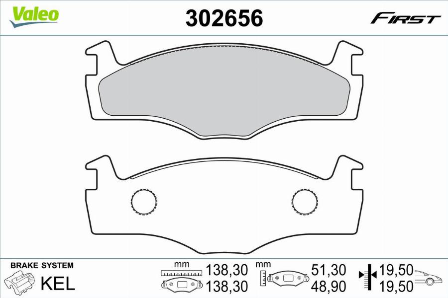 Valeo 302656 - Kit pastiglie freno, Freno a disco autozon.pro