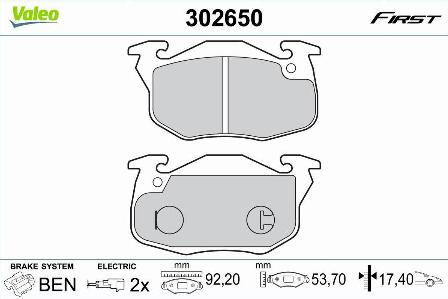 Valeo 302650 - Kit pastiglie freno, Freno a disco autozon.pro