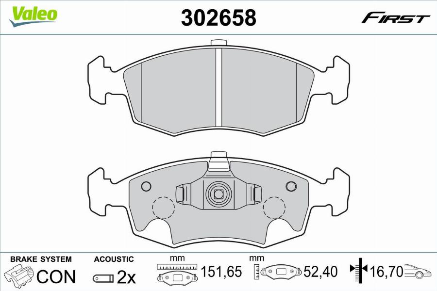 Valeo 302658 - Kit pastiglie freno, Freno a disco autozon.pro