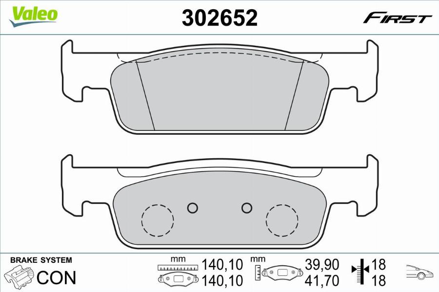 Valeo 302652 - Kit pastiglie freno, Freno a disco autozon.pro