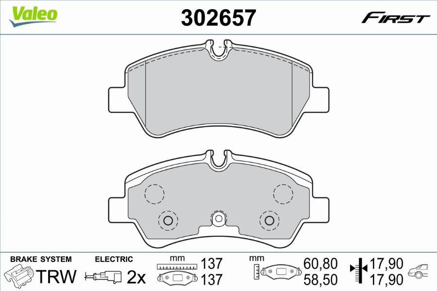 Valeo 302657 - Kit pastiglie freno, Freno a disco autozon.pro