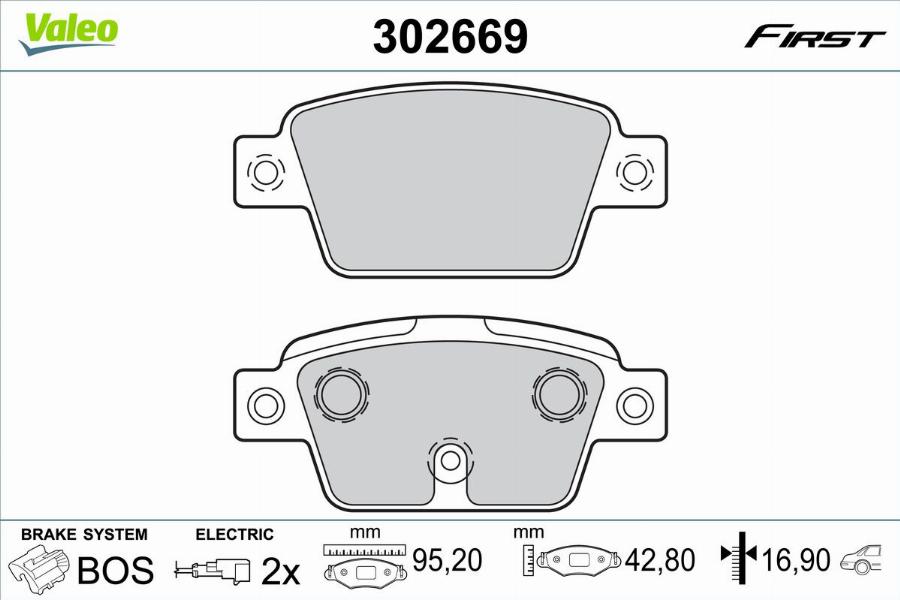 Valeo 302669 - Kit pastiglie freno, Freno a disco autozon.pro