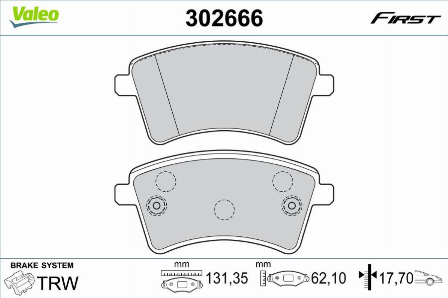 Valeo 302666 - Kit pastiglie freno, Freno a disco autozon.pro