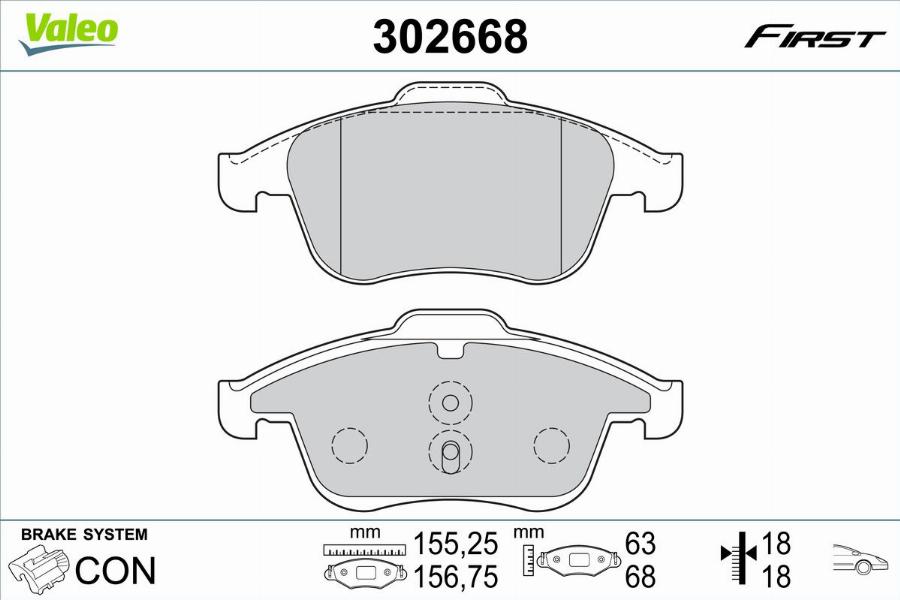 Valeo 302668 - Kit pastiglie freno, Freno a disco autozon.pro