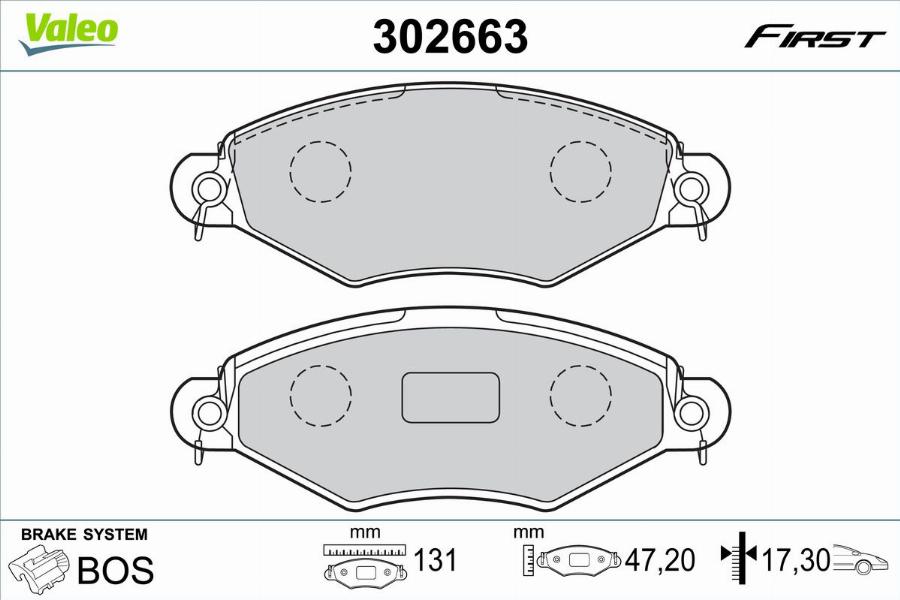 Valeo 302663 - Kit pastiglie freno, Freno a disco autozon.pro