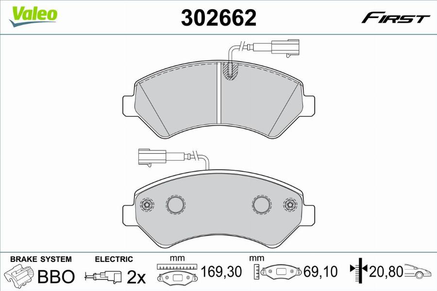 Valeo 302662 - Kit pastiglie freno, Freno a disco autozon.pro