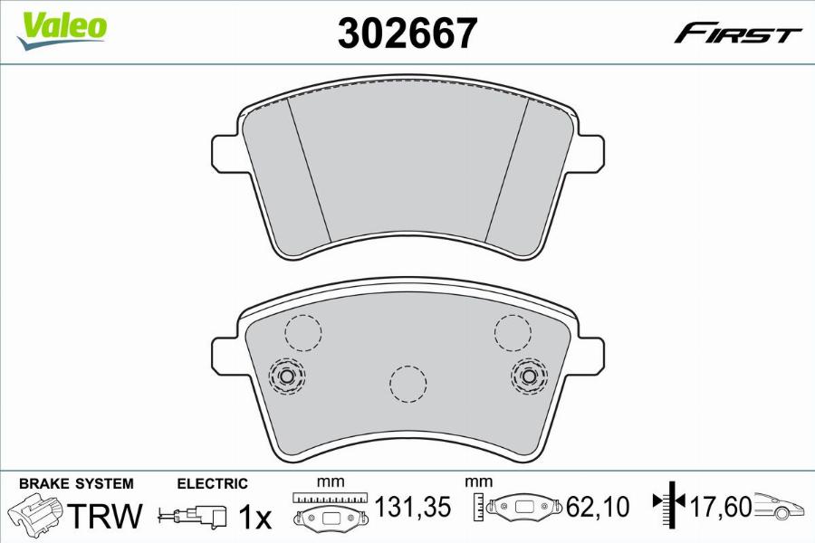 Valeo 302667 - Kit pastiglie freno, Freno a disco autozon.pro