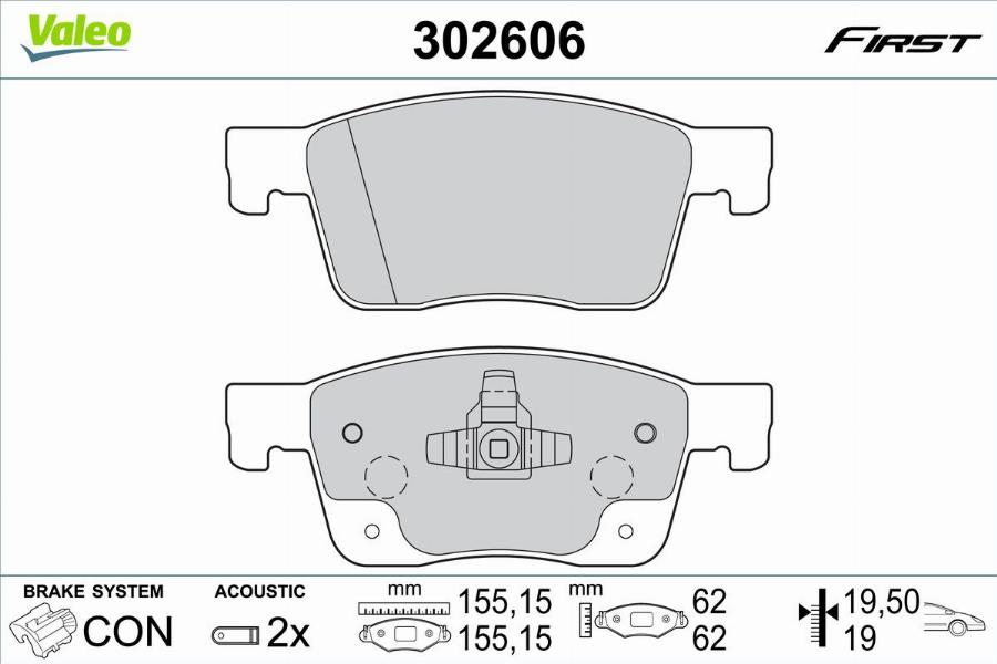 Valeo 302606 - Kit pastiglie freno, Freno a disco autozon.pro