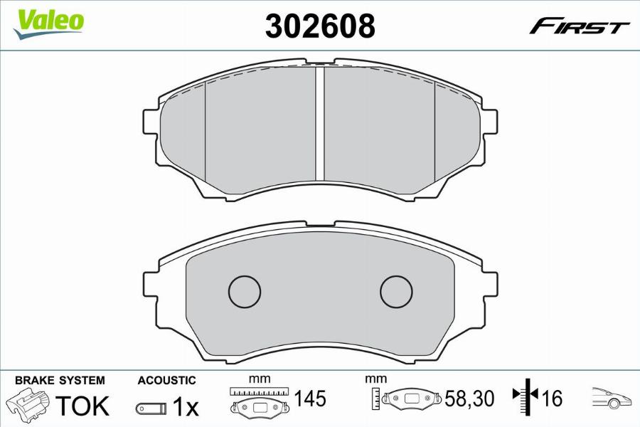 Valeo 302608 - Kit pastiglie freno, Freno a disco autozon.pro