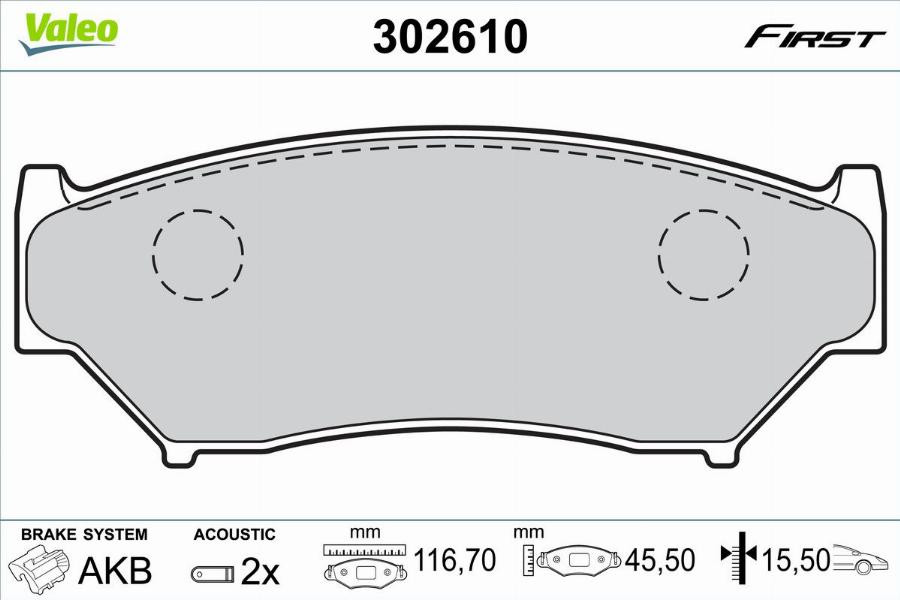 Valeo 302610 - Kit pastiglie freno, Freno a disco autozon.pro