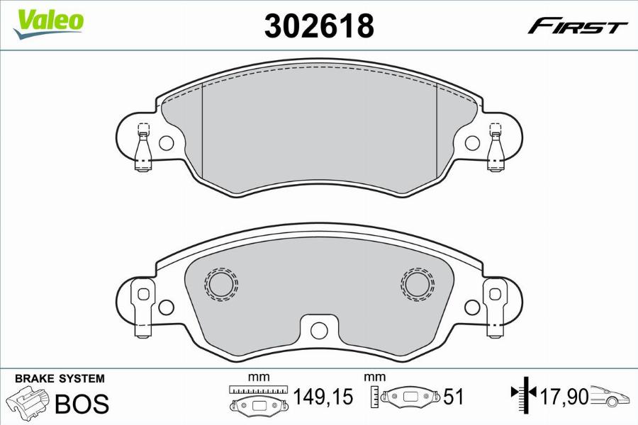 Valeo 302618 - Kit pastiglie freno, Freno a disco autozon.pro