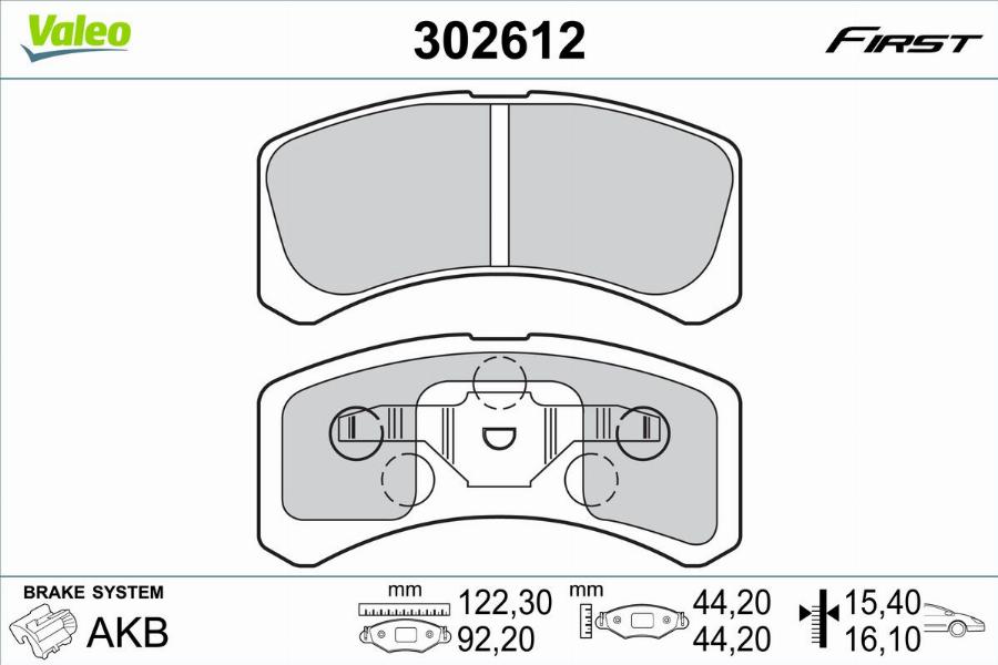 Valeo 302612 - Kit pastiglie freno, Freno a disco autozon.pro