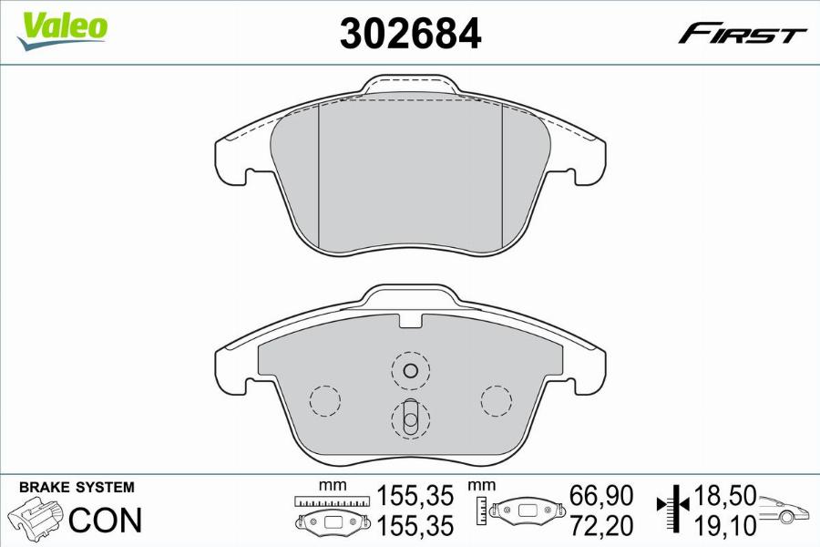 Valeo 302684 - Kit pastiglie freno, Freno a disco autozon.pro