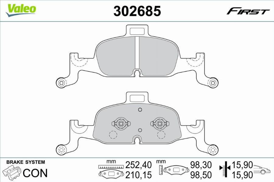 Valeo 302685 - Kit pastiglie freno, Freno a disco autozon.pro