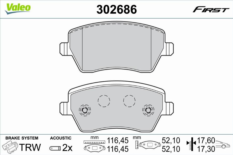 Valeo 302686 - Kit pastiglie freno, Freno a disco autozon.pro