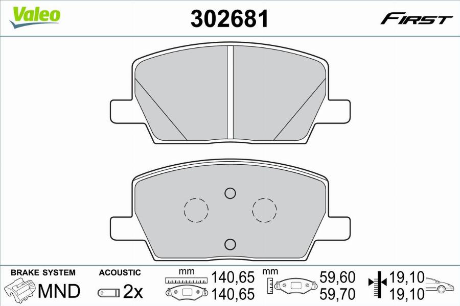 Valeo 302681 - Kit pastiglie freno, Freno a disco autozon.pro