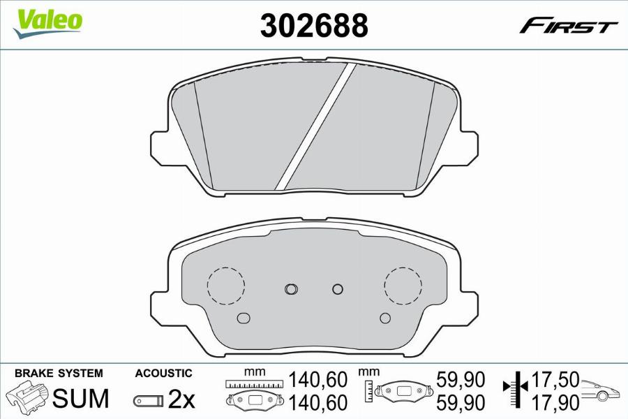 Valeo 302688 - Kit pastiglie freno, Freno a disco autozon.pro